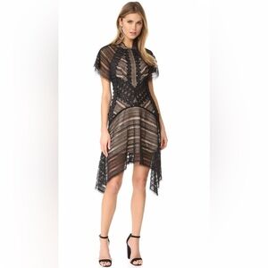 Acler Edmon Dress Black Lace and Tan - Size 4